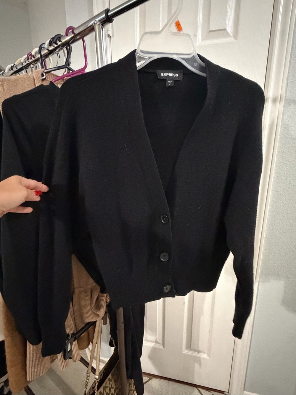 Express Black V-Neck Button-Front Cardigan